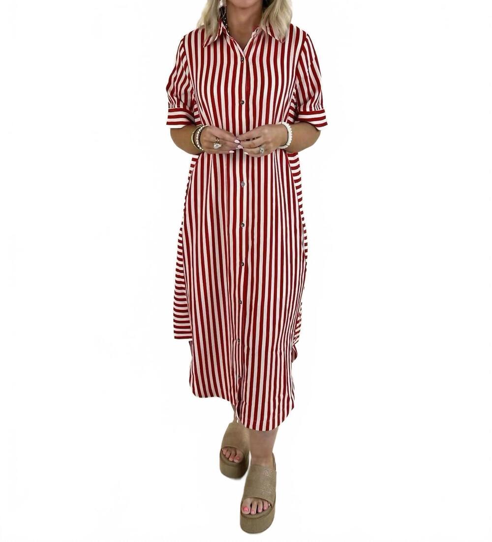 NEW ENTRO everly stripe midi dress in red